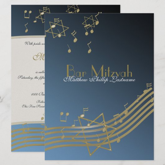 Muziekbar Mitzvah 8,75 Kaart (Voorkant / Achterkant)