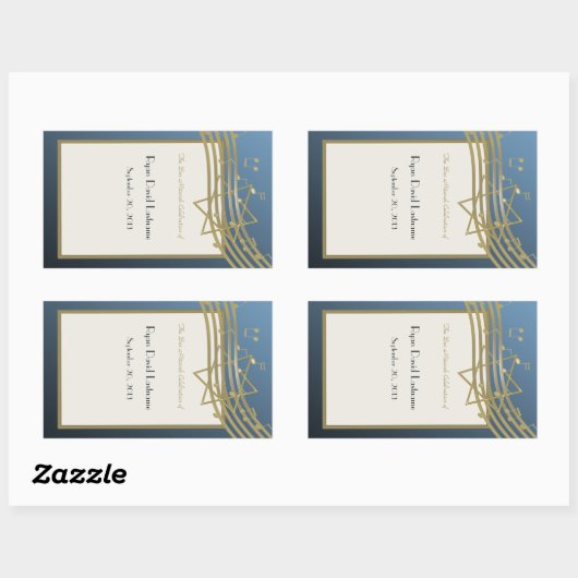 Muziekbar Mitzvah Rechthoekige Sticker (Vel)