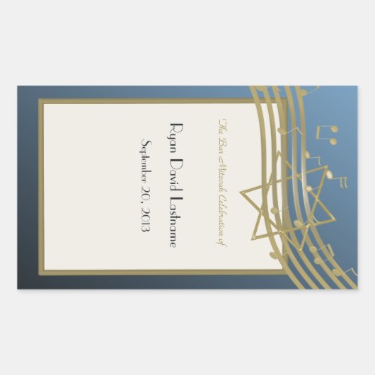 Muziekbar Mitzvah Rechthoekige Sticker (Voorkant)