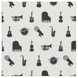Muziekbeeld Geordende muziekinstrumenten Patroon Stof