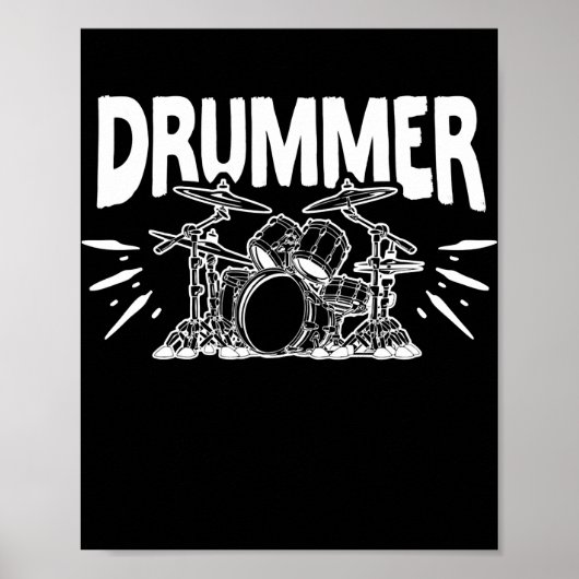 Muziekbeukenonderwijzer Drummer set Poster (Voorkant)