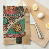 Muziekblad Cool Wind Dachshund Verticaal Theedoek (Quarter Fold)