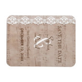 muziekblad en Lace Wedding BEWAREN DE DATUM Magneet (Horizontaal)