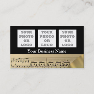 Muziekblad en logo van het bedrijf visitekaartje