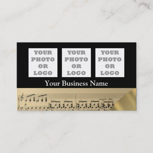 Muziekblad en logo van het bedrijf visitekaartje (Voorkant)