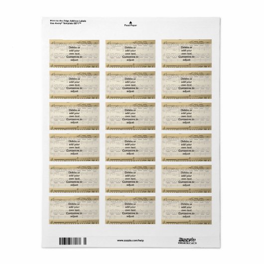  muziekblad etiket (Full Sheet)