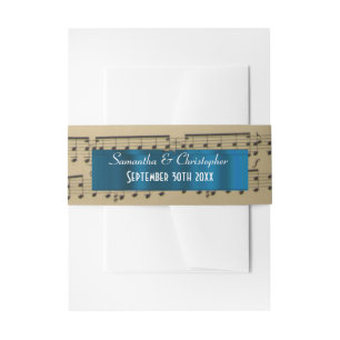 Muziekblad gepersonaliseerde bruiloft uitnodigingen wikkel