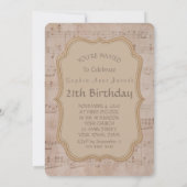  muziekblad Gold Birthday Party Invitation Kaart (Achterkant)