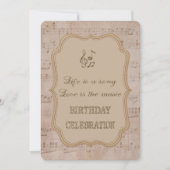  muziekblad Gold Birthday Party Invitation Kaart (Voorkant)
