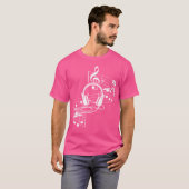 Muziekblad Hoofdtelefoon Clef Musical Notes Musici T-shirt (Voorkant volledig)
