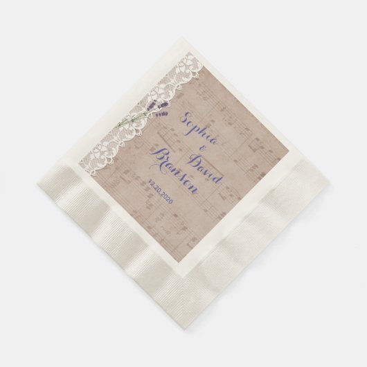  Muziekblad & Kant Wedding Servet (Hoek)