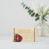 Muziekblad met rode roze & kant visitekaartje (Staand voorkant)