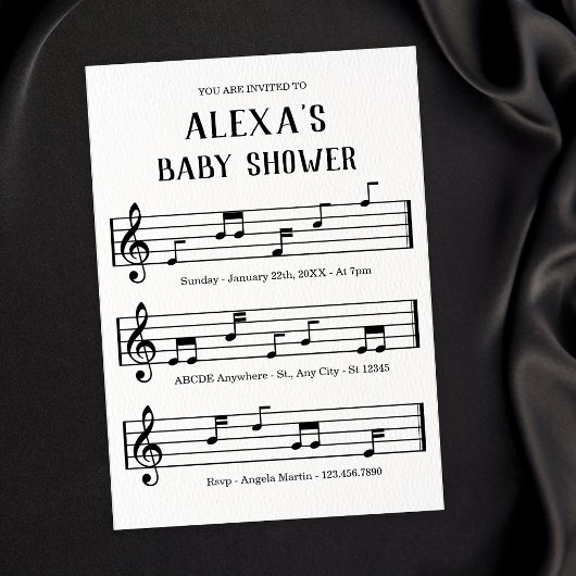 Muziekblad notities baby shower kaart
