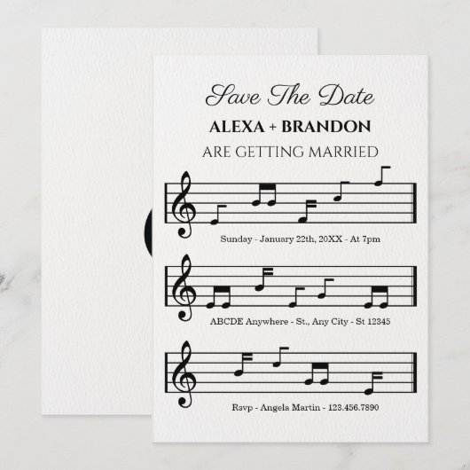 Muziekblad notities Bruiloft (Voorkant / Achterkant)