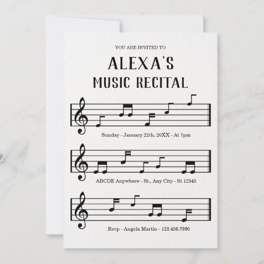 Muziekblad notities concert kaart (Voorkant)