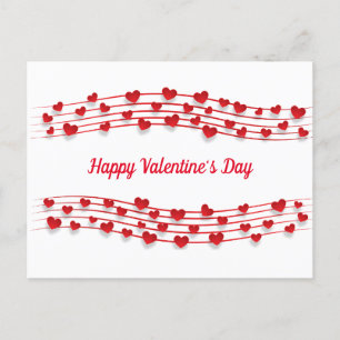 Muziekblad Red Hearts Valentijnsdag Briefkaart