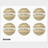  muziekblad ronde sticker (Vel)