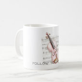 Muziekblad Roze Viool Koffiemok (Voorkant links)