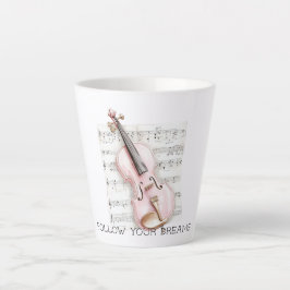 Muziekblad Roze Viool Latte Mok