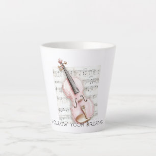 Muziekblad Roze Viool Latte Mok