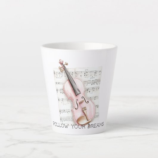 Muziekblad Roze Viool Latte Mok (Voorkant)