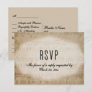Muziekblad RSVP dinerkeuzes briefkaart