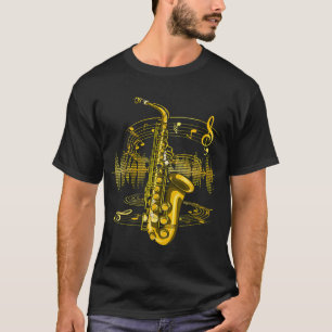 Muziekblad Saxofonist Sleutel Jazz Muzikant Saxofo T-shirt