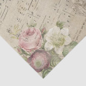  Muziekblad Script Letter Lady Floral Tissuepapier (Detail)