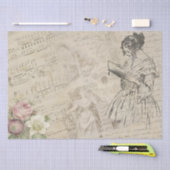  Muziekblad Script Letter Lady Floral Tissuepapier (Craft)