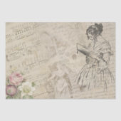  Muziekblad Script Letter Lady Floral Tissuepapier (Voorkant)