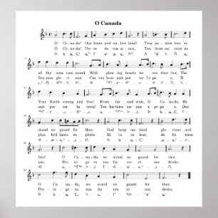 Muziekblad van Canada's National Anthem O' Canada Poster