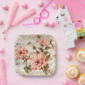 Muziekblad van Peach Poppies Papieren Bordje (Feest)