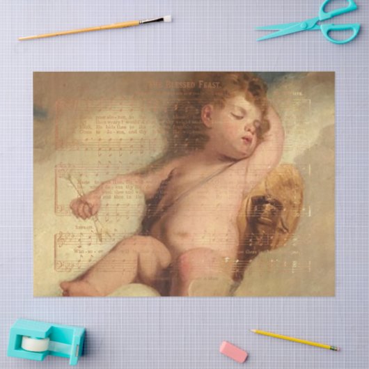 Muziekblad voor feestdag met Cherub Tissuepapier (Craft)