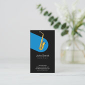 Muziekblauw Jazz Saxophone musicus Dark Visitekaartje (Staand voorkant)