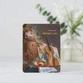 Muziekbloemen en een viool feestdagenkaart (Staand voorkant)