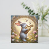 Muziekbos Konijn Bloemen Pasen Feestdagenkaart (Staand voorkant)