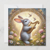 Muziekbos Konijn Bloemen Pasen Feestdagenkaart (Voorkant)