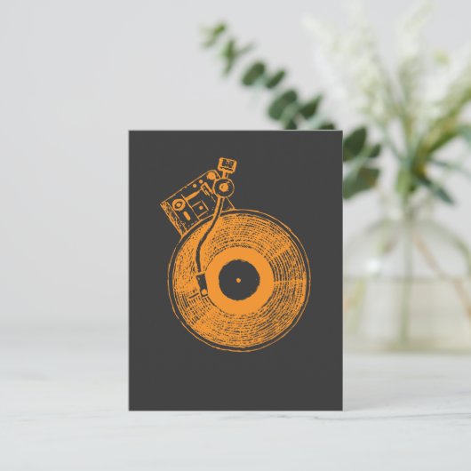 Muziekcadeau voor Vinyl Record Player Platenspeler Briefkaart (Staand voorkant)