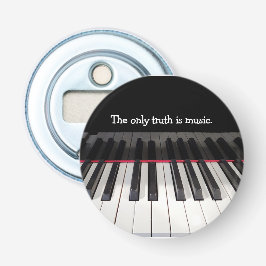 Muziekcitaat op piantoetsenbord button flesopener
