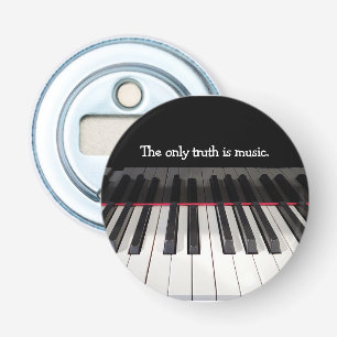 Muziekcitaat op piantoetsenbord button flesopener