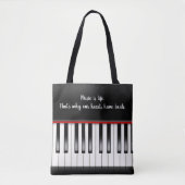 Muziekcitaat op piantoetsenbord tote bag (Voorkant)