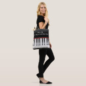 Muziekcitaat op piantoetsenbord tote bag (Op model)