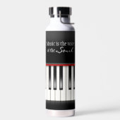 Muziekcitaat op piantoetsenbord waterfles (Links)