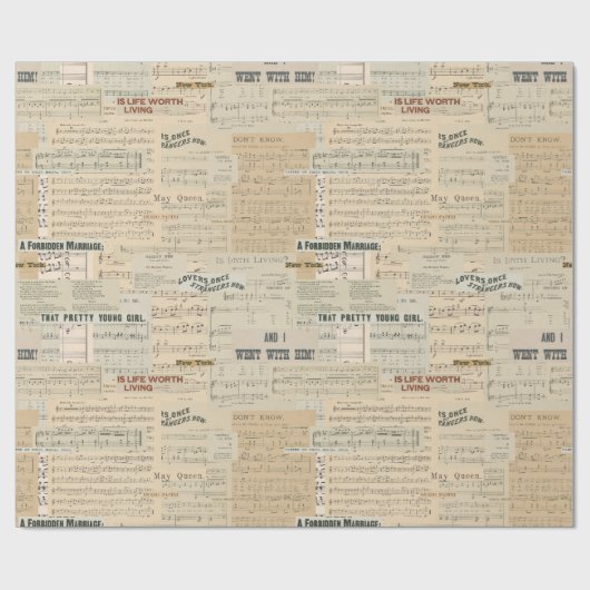  muziekcollage cadeaupapier (Vlak)