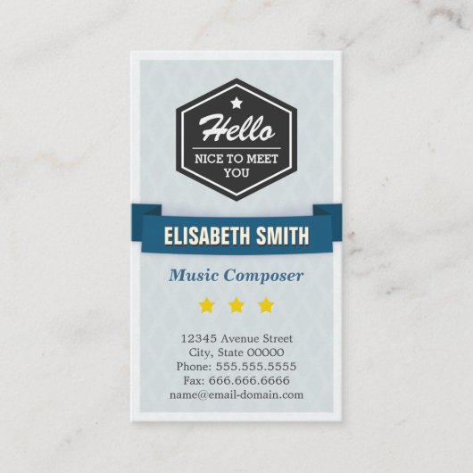 Muziekcomponist - Creative Retro Stijlvol Visitekaartje (Voorkant)