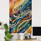 Muziekcompositie - lyrisch abstract stuk 09 poster (Thuiskantoor)