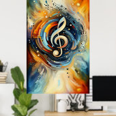Muziekcompositie - lyrisch abstract stuk 11 poster (Thuiskantoor)