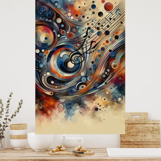 Muziekcompositie - lyrisch abstract stuk 14 poster (Keuken)