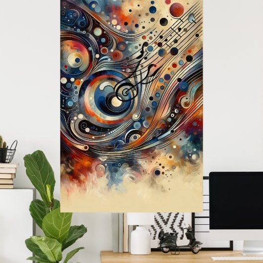 Muziekcompositie - lyrisch abstract stuk 14 poster (Thuiskantoor)