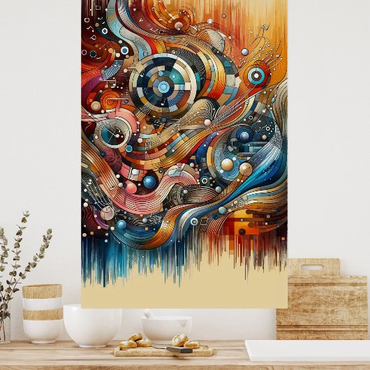 Muziekcompositie - lyrisch abstract stuk 15 poster (Keuken)